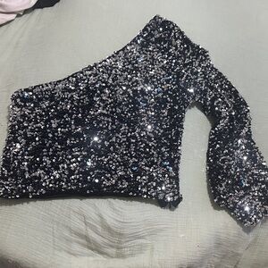 Francesca's Black Sequin Top